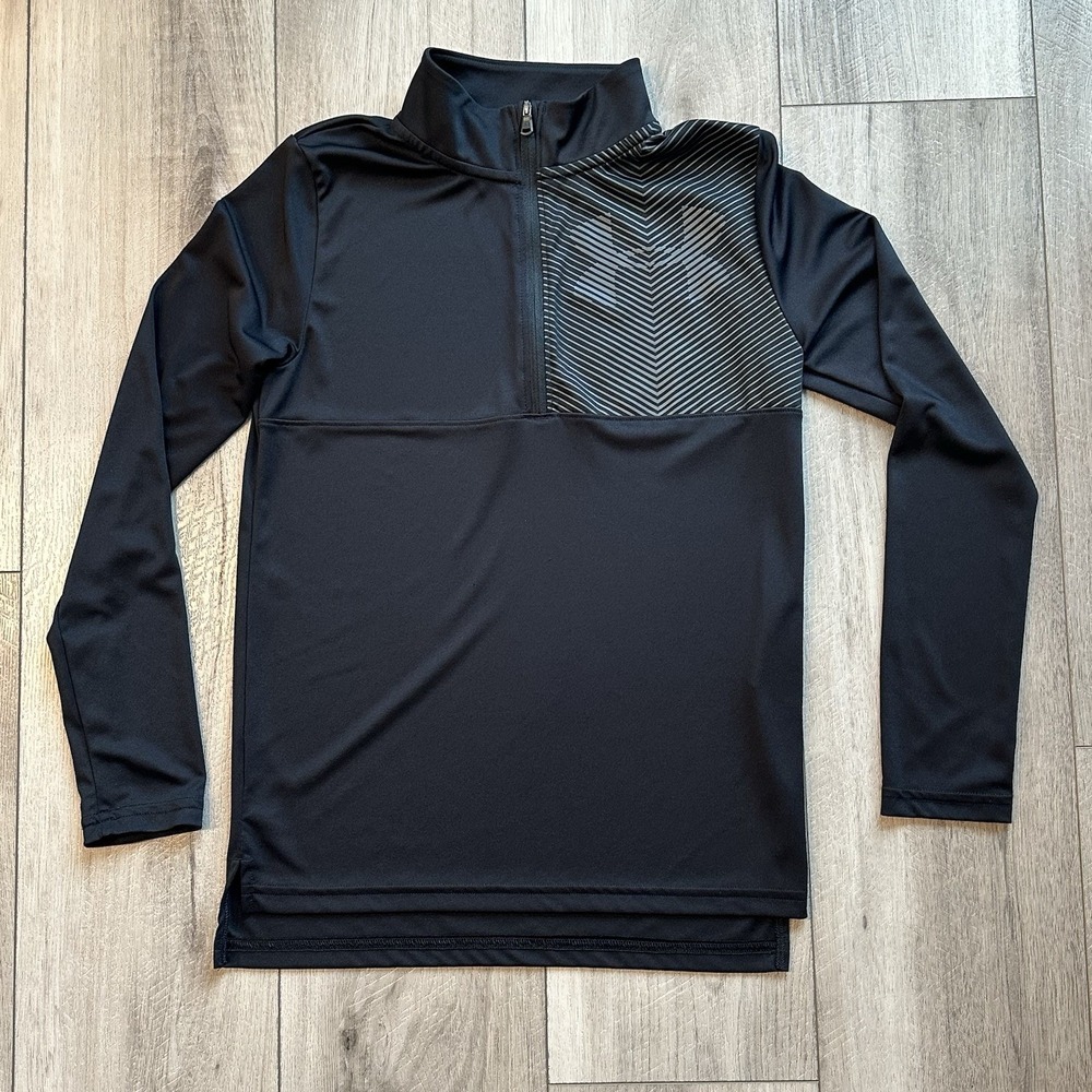 Under Armour‎ Boys 1/4 Zip Large Pullover Black Heatgear